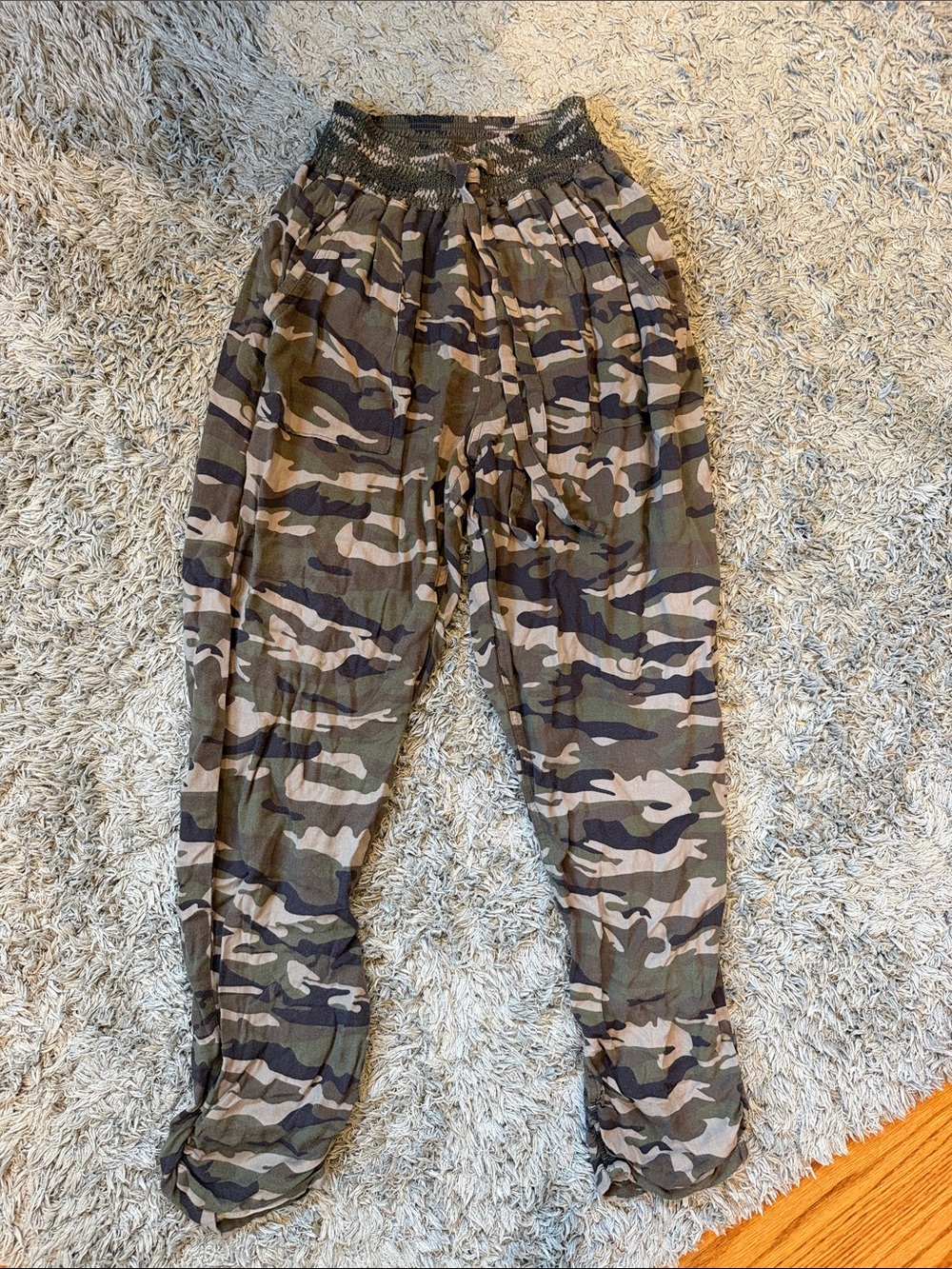 Camo Harem Pants - Olive Green & Brown